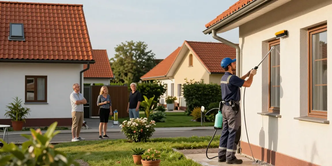 Fassadenreinigung Anröchte mit umweltschonenden Mitteln für saubere Ergebnisse.