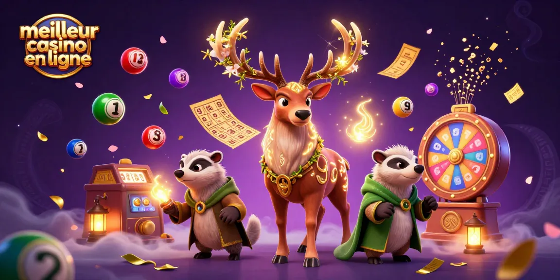Découvrez le meilleur casino en ligne avec une illustration vibrante d'une scène de loterie dynamique.