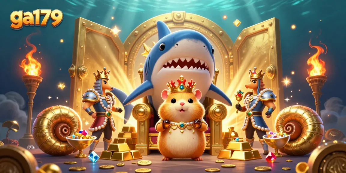 Experience ga179's vibrant casino adventure with a fierce golden hamster king and treasures.