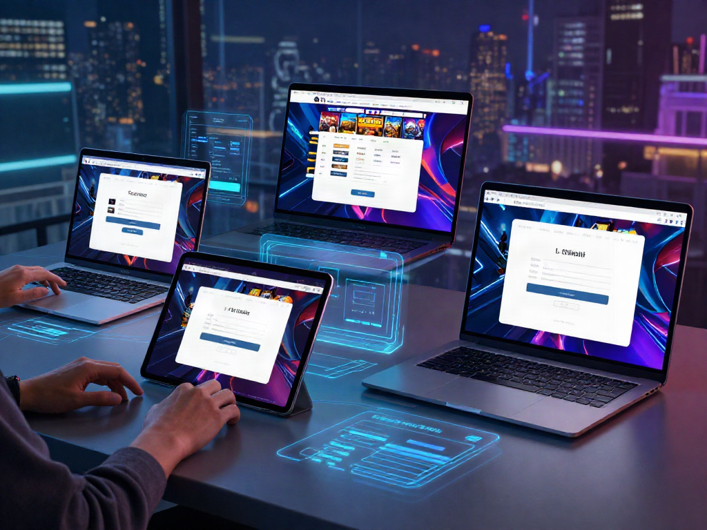 User engaging with harga toto online gaming interface on multiple devices showcasing seamless login experience.