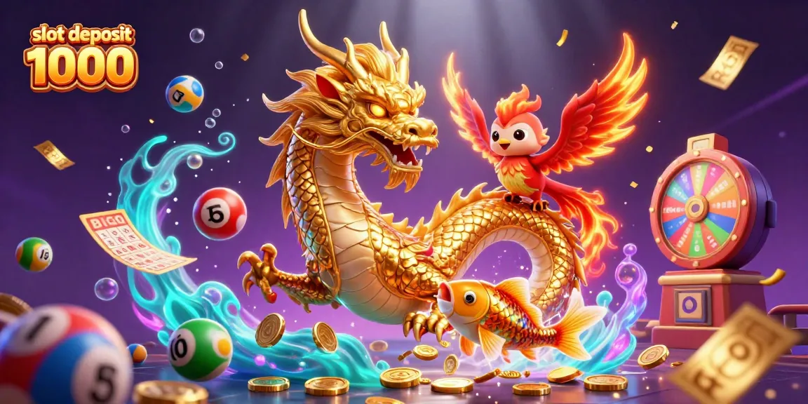 Experience the thrill of slot deposit 1000 with vibrant gaming elements and energetic characters.