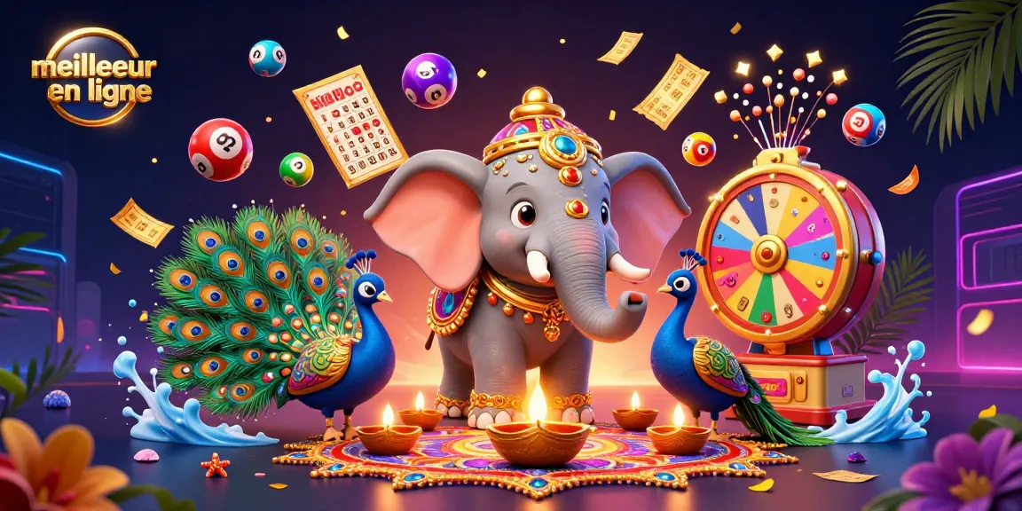 Jouez au meilleur casino en ligne avec une scène colorée de loterie et un éléphant orné.