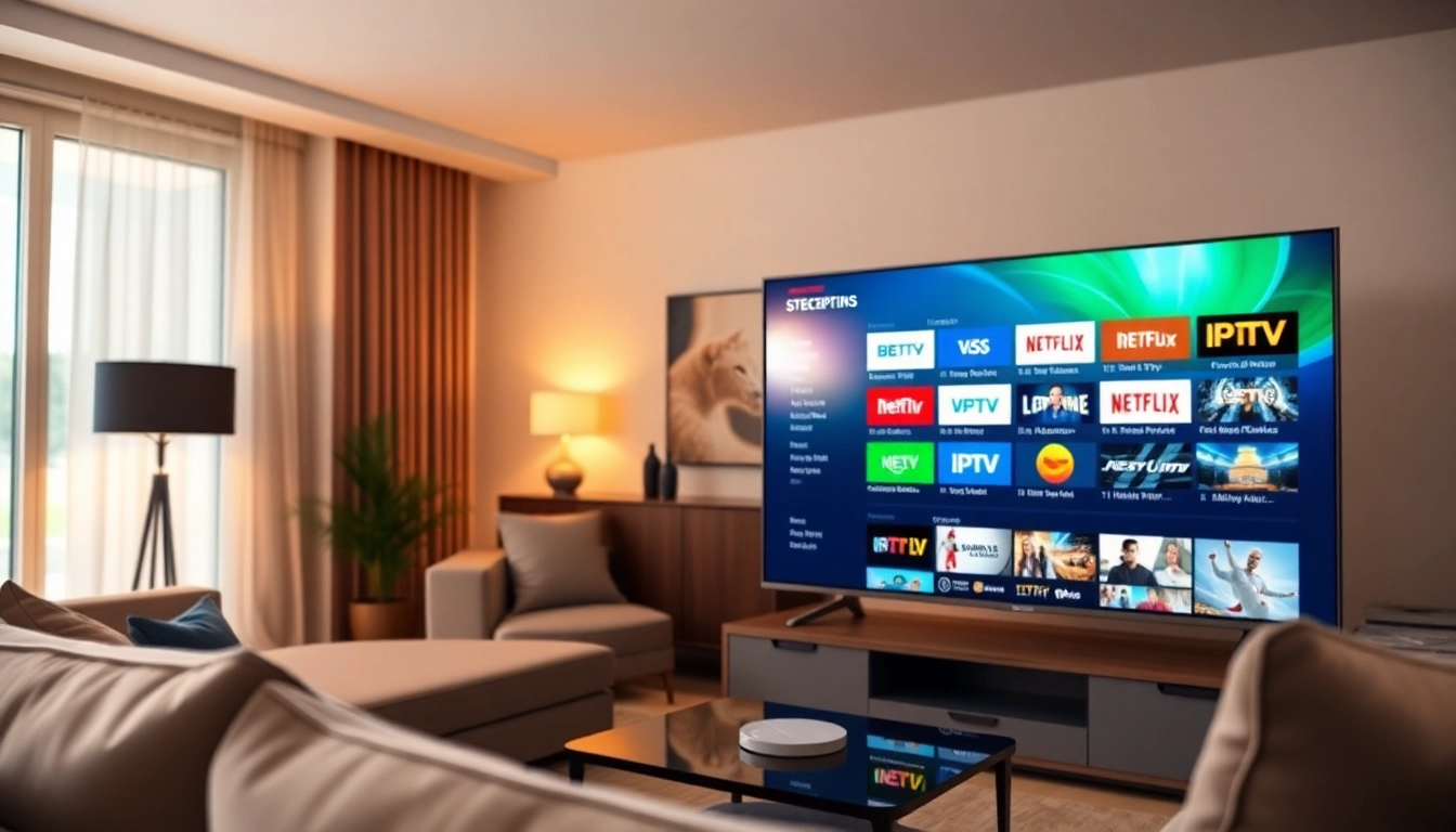 Enthusiastically explore diverse options to buy iptv subscription in US in a warm living room.