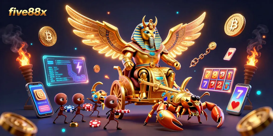 Experience the exhilarating fun of five88x with vibrant slot symbols and crypto elements.