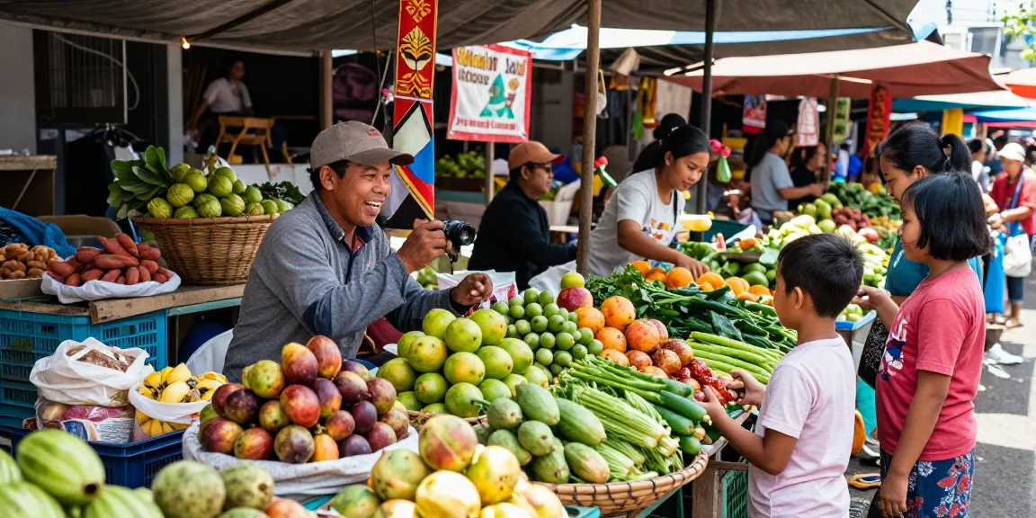Transaksi di pasar lokal Indonesia dengan beragam produk delapan toto segar