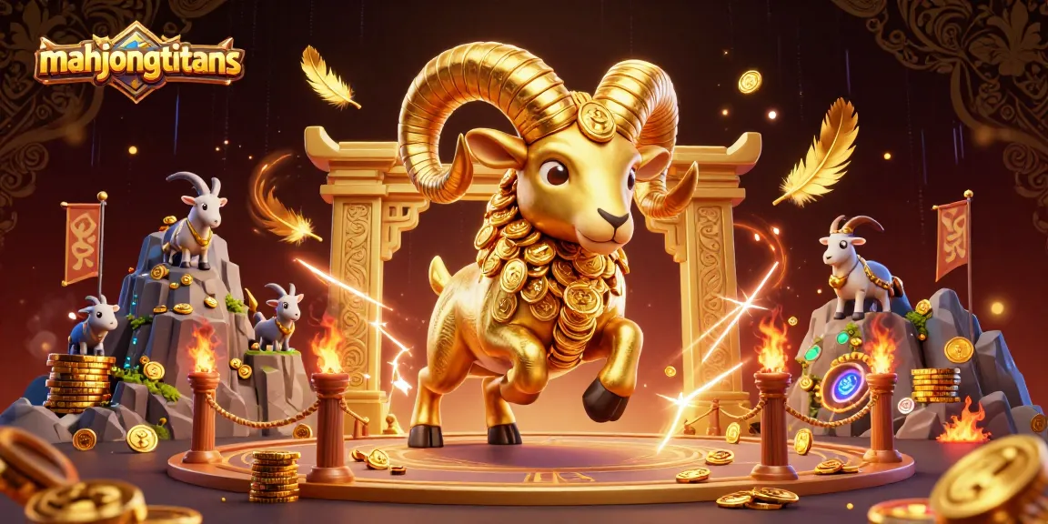 Engage in thrilling gameplay action with Mahjong Titans featuring dynamic golden ram and gambling elements.
