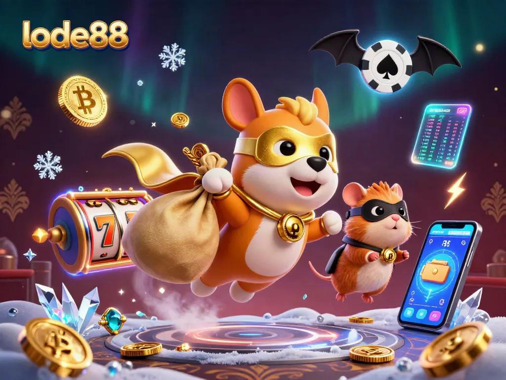 Experience thrilling gaming adventures with lode88, featuring a superhero dog and dynamic casino elements.