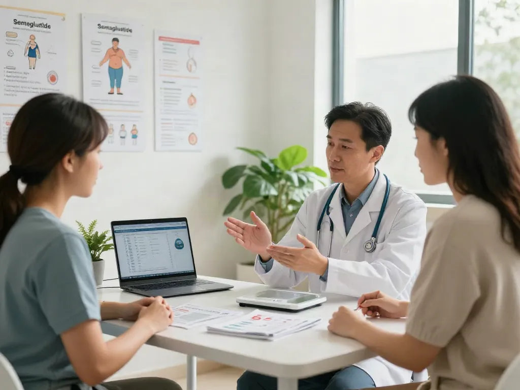 Consultation scene about Semaglutide treatment for weight loss and diabetes management