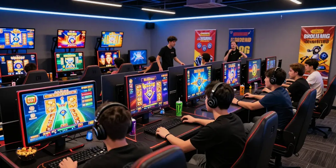 Players enjoying a thrilling bandar slot gaming session in a vibrant atmosphere.