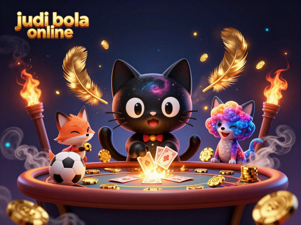 Engage in judi bola online with a cosmic casino scene featuring a black hole cat and nebula fox.
