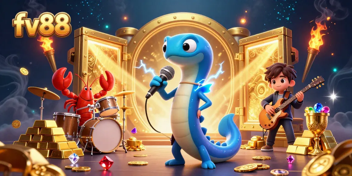 Experience the excitement of fv88 in this vibrant underwater casino illustration featuring a DJ electric eel.
