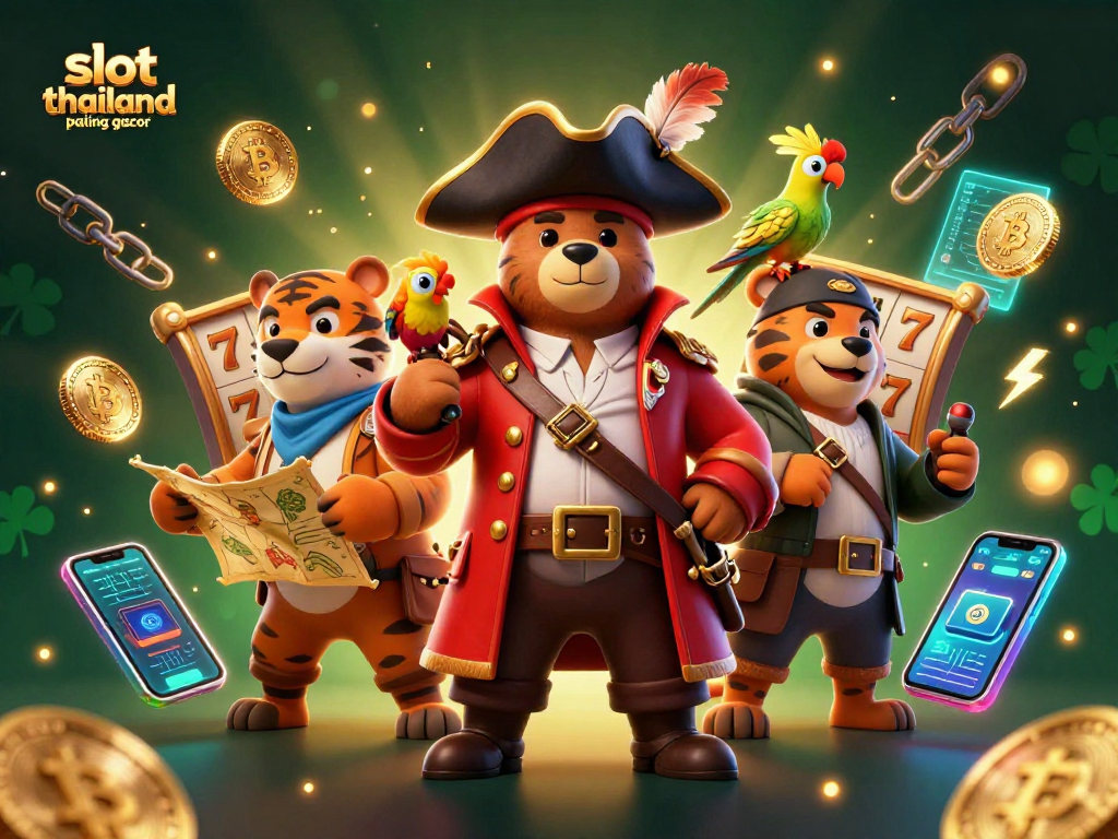 Spin the reels with slot thailand paling gacor in a vibrant pirate-themed casino scene full of treasures.