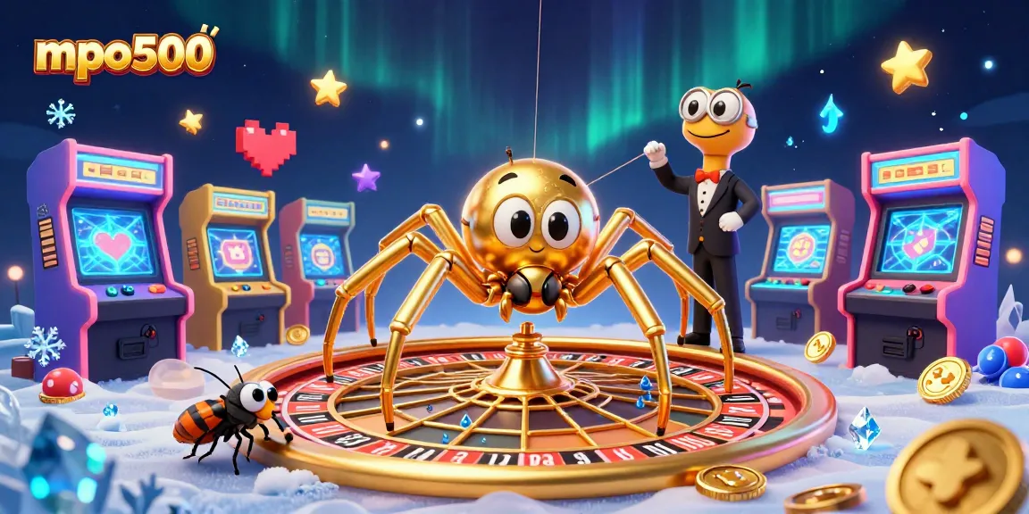 Experience mpo500's high-stakes action with a golden spider and a centipede croupier in 3D art.