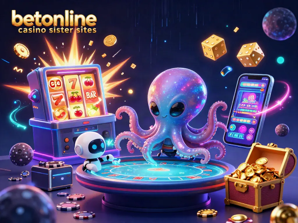 Join the excitement at betonline casino sister sites with an alien octopus mastering a holographic poker game!