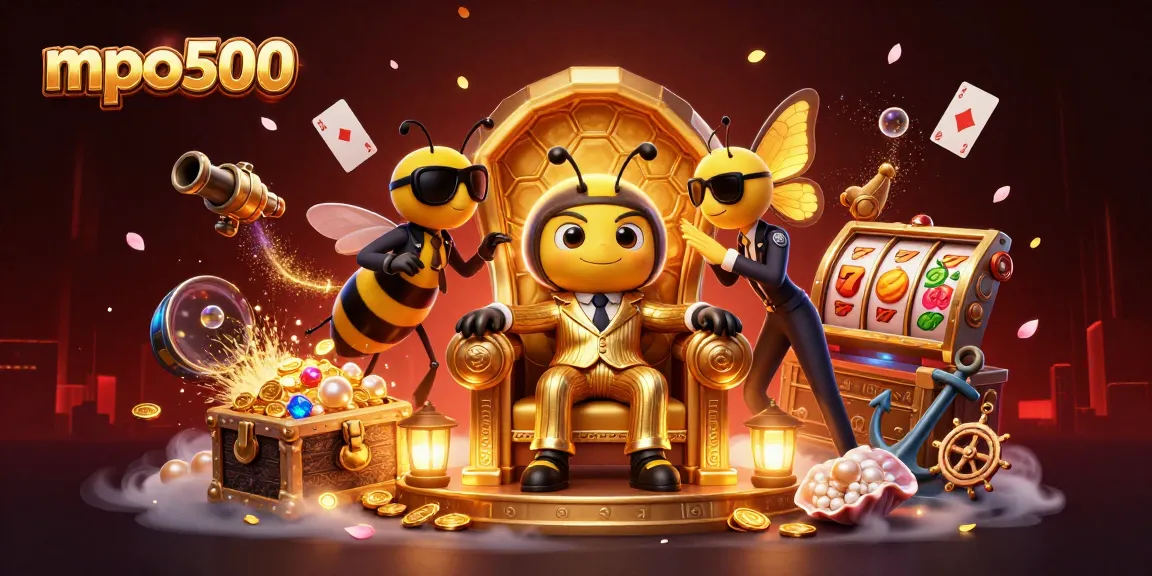 Engage with mpo500's dynamic slots, showcasing a bumblebee boss in a digital gambling arena.