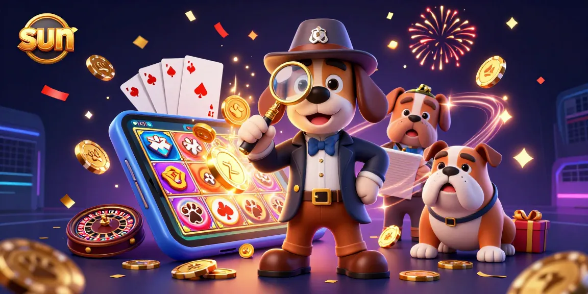 Engage in thrilling slots action with the sun-themed illustrated detective scene.