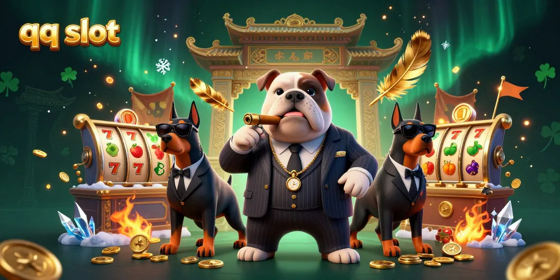 Experience the thrill of qq slot with vibrant characters and dynamic casino elements in a rich 3D illustration.
