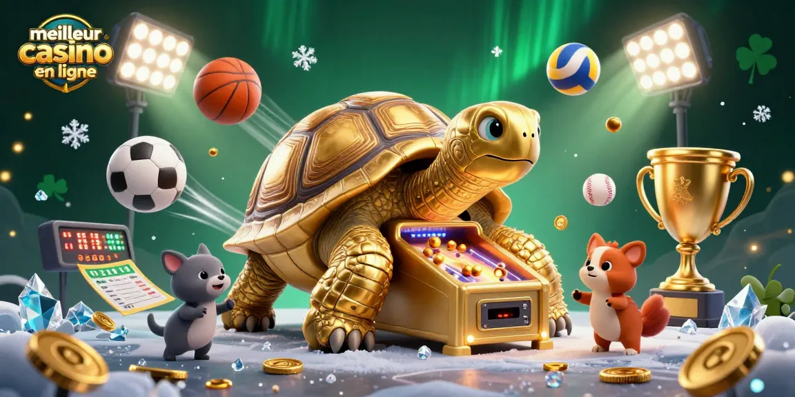 Obtenez le meilleur casino en ligne avec une illustration 3D dynamique de jeux, trophées et animations.