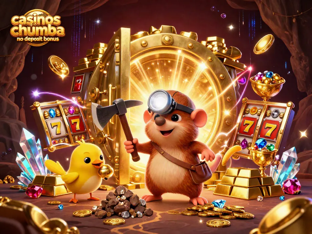Engage with casinos like chumba no deposit bonus in this vibrant illustration featuring magical treasure elements and playful characters.