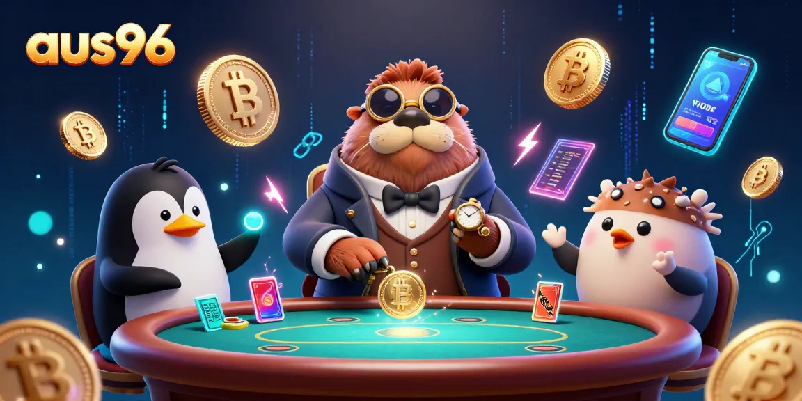 Experience aus96 poker excitement in a vibrant underwater scene with charming characters.