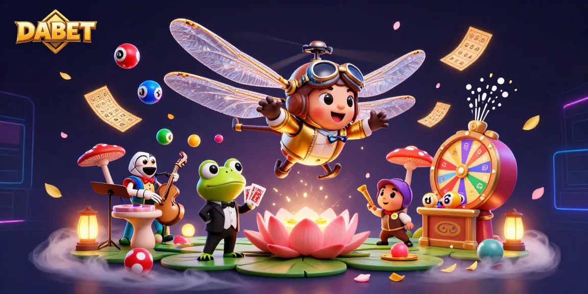 DABET engages players with vibrant lottery elements combined with a lively casino atmosphere featuring unique characters.