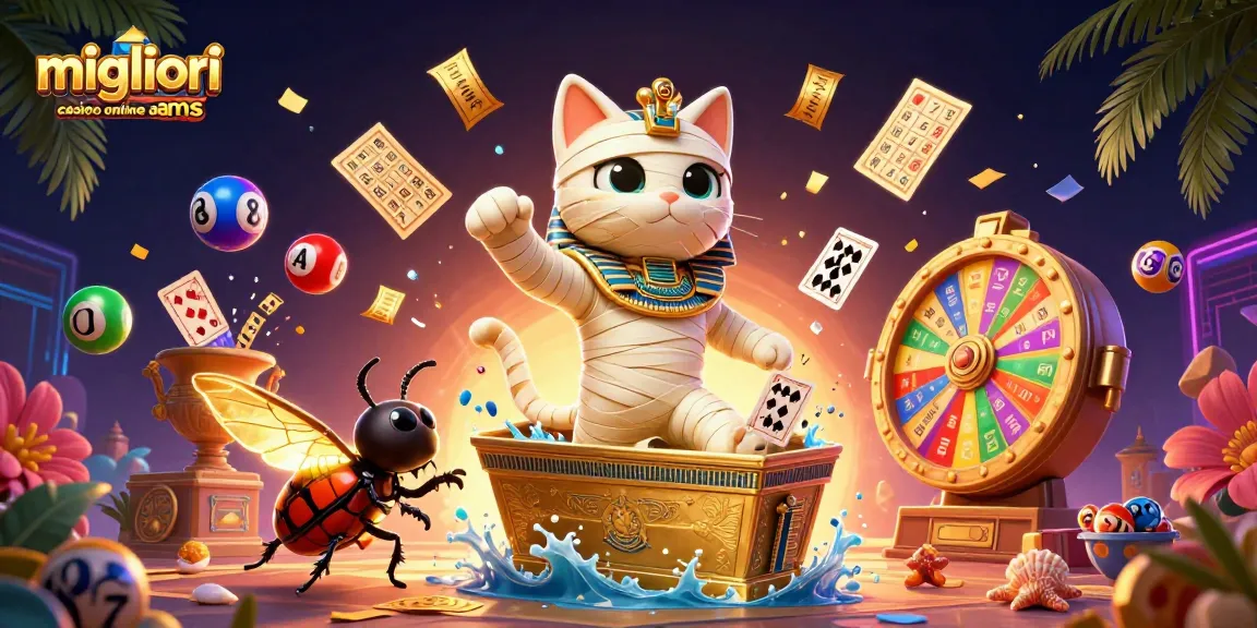 Scopri i migliori casino online AAMS con un'illustrazione vibrante e dinamica di giochi emozionanti.