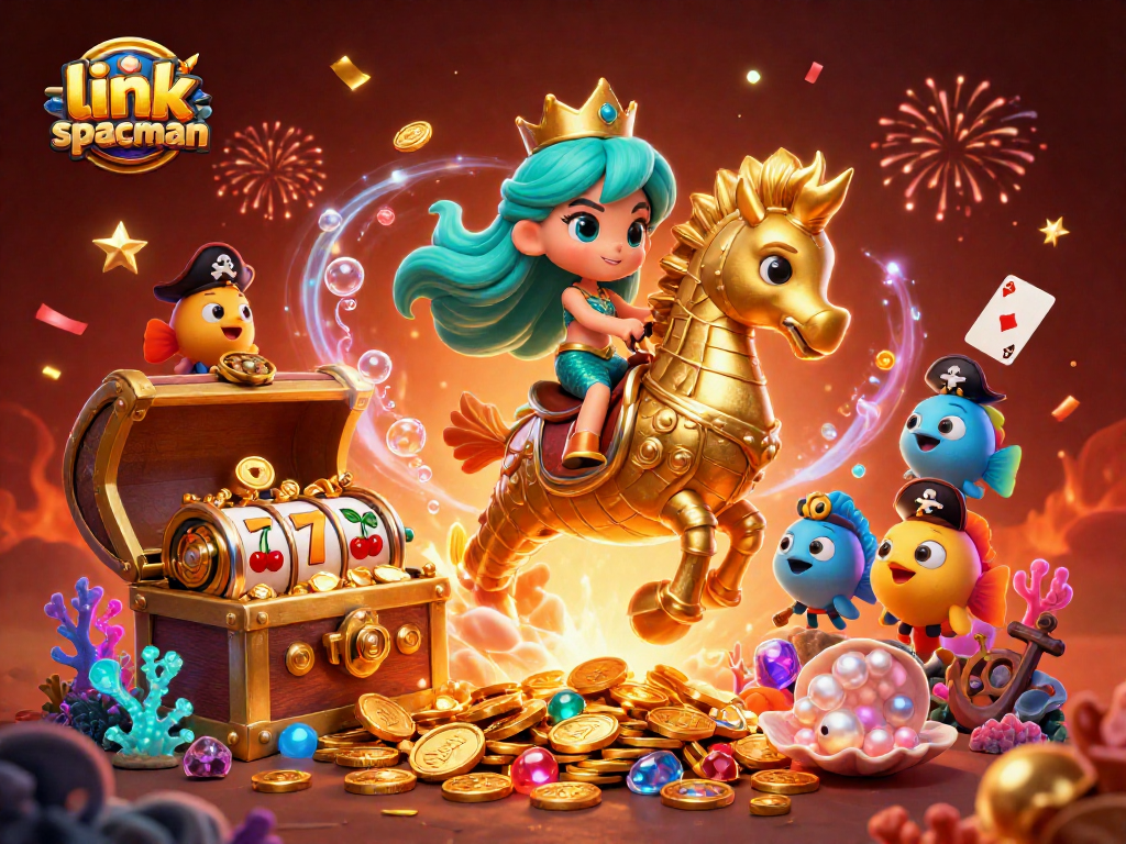 Win big with link spaceman in this vibrant and dynamic slot game-themed illustration.