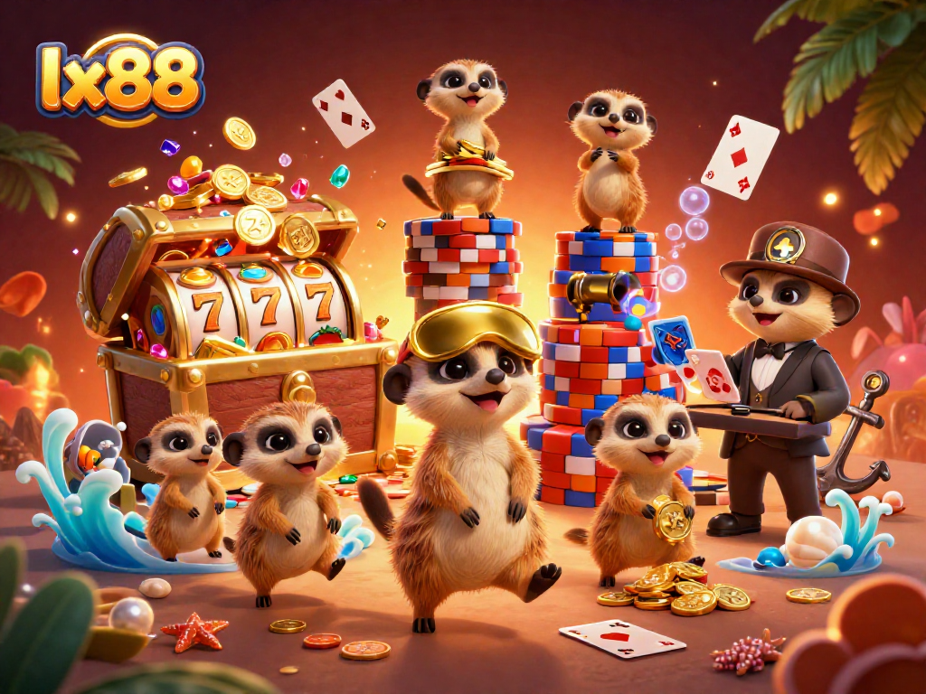 Join the excitement with lx88’s animated meerkats running a vibrant casino operation.