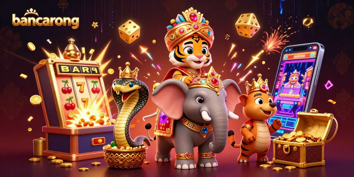 Experience big wins at bancarong with a vibrant 3D casino scene featuring jewel-encrusted characters and dynamic elements.