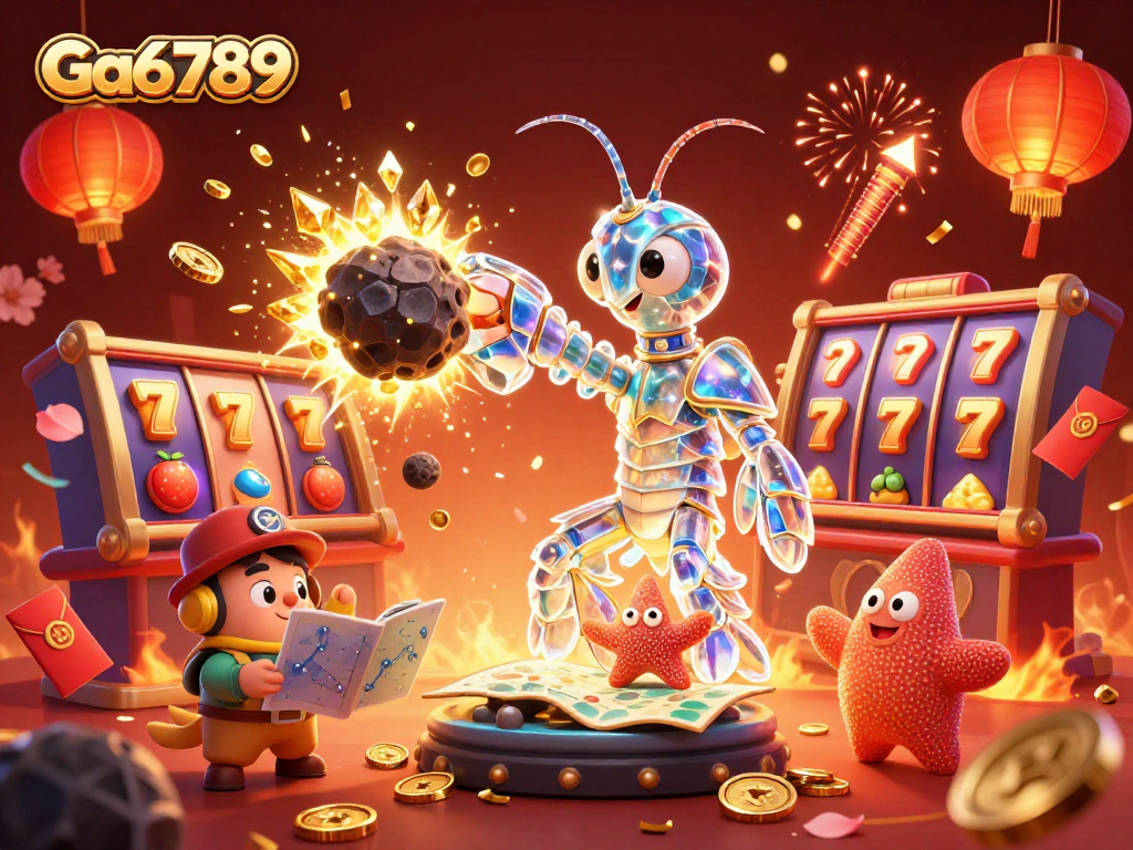 Ga6789 showcases exciting gameplay with a colorful galactic samurai and casino elements bursting with energy.