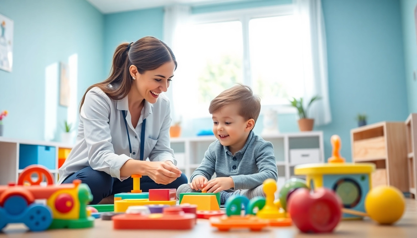 Engaging ABA therapy in Brighton with a therapist and a child in a colorful, welcoming environment.