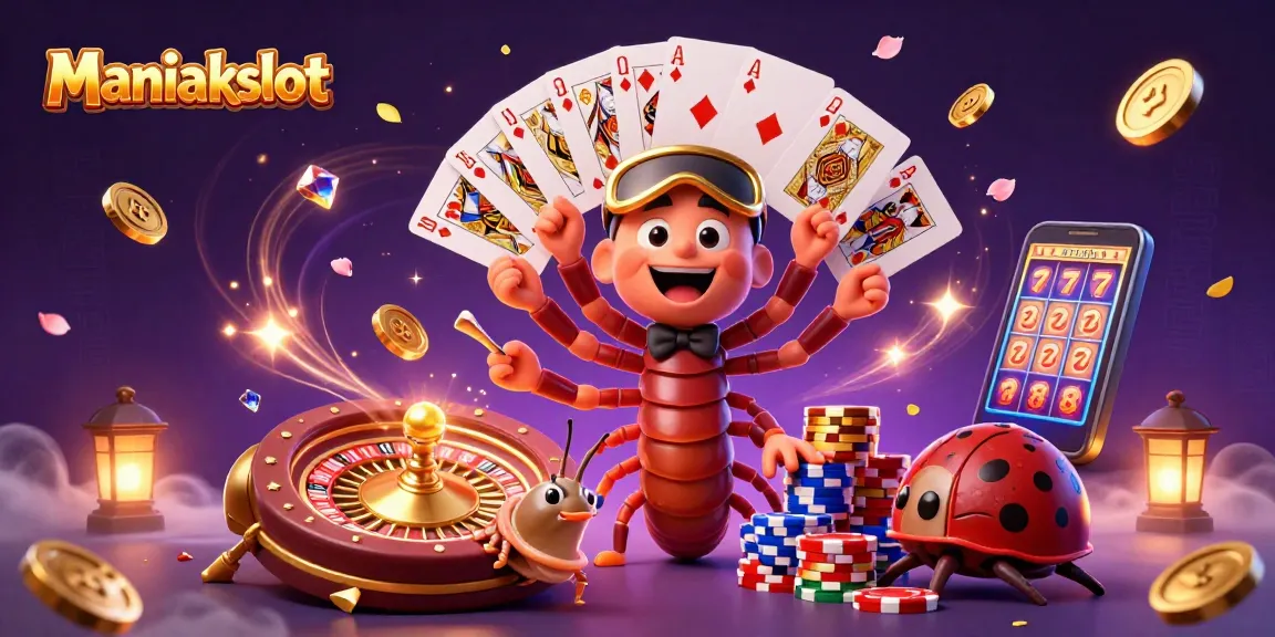 Spin the reels at Maniakslot with a vibrant casino scene featuring unique characters and gaming excitement.