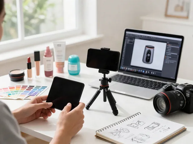 AI product photo generator in action, showcasing a person taking product photos with a smartphone.