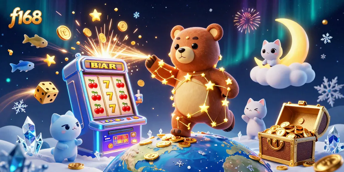 Win big at f168 with a vibrant 3D casino illustration full of games and excitement
