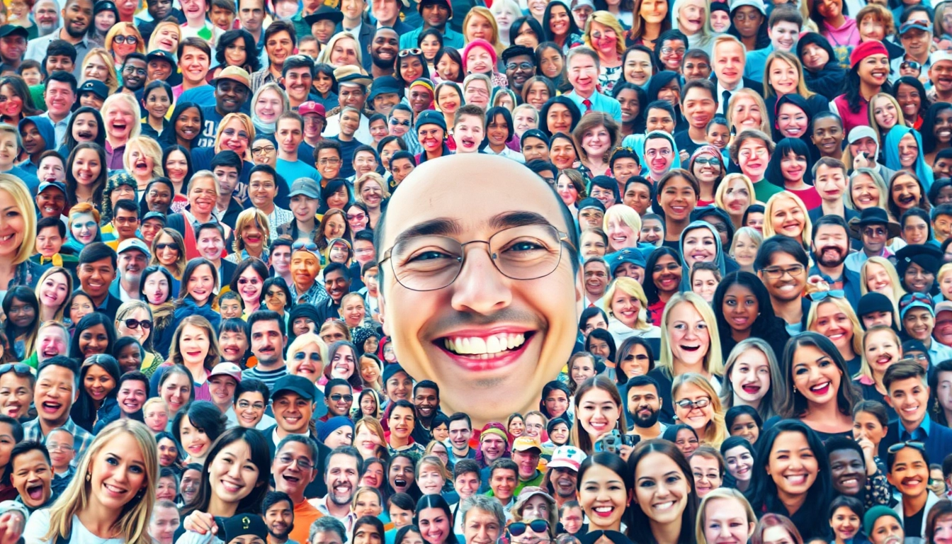 Experience the lively selfie mosaic created from cheerful faces, showcasing diversity and community.