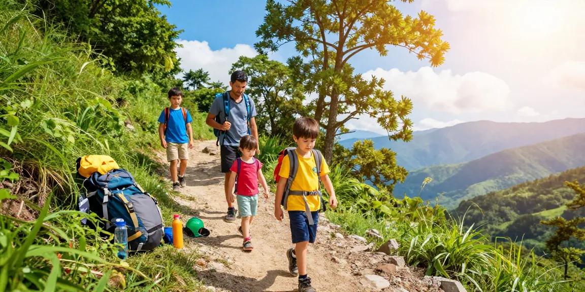 Family exploring nature with mantra88, hiking scenic trails, enjoying outdoor adventure together.
