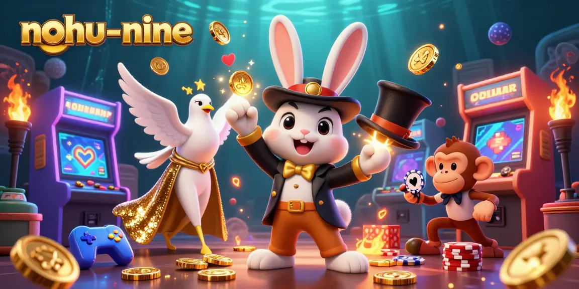 Play exciting nohu-nine as a magician rabbit pulls coins, a dove assists, and a monkey steals chips.