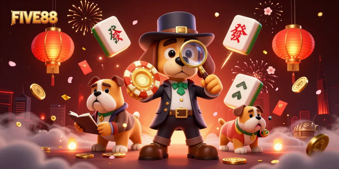 FIVE88 showcases a thrilling detective scene in a vibrant casino setting with golden poker chips.